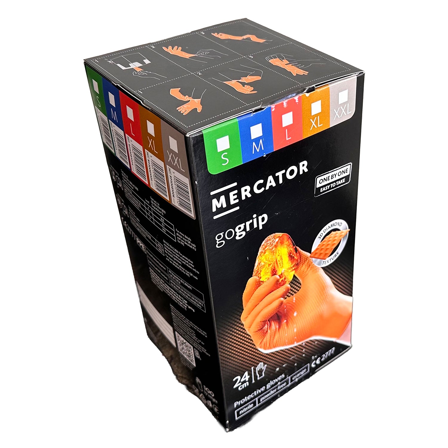 Nitril kesztyű premium MERCATOR one by one narancssárga l méret 100 db