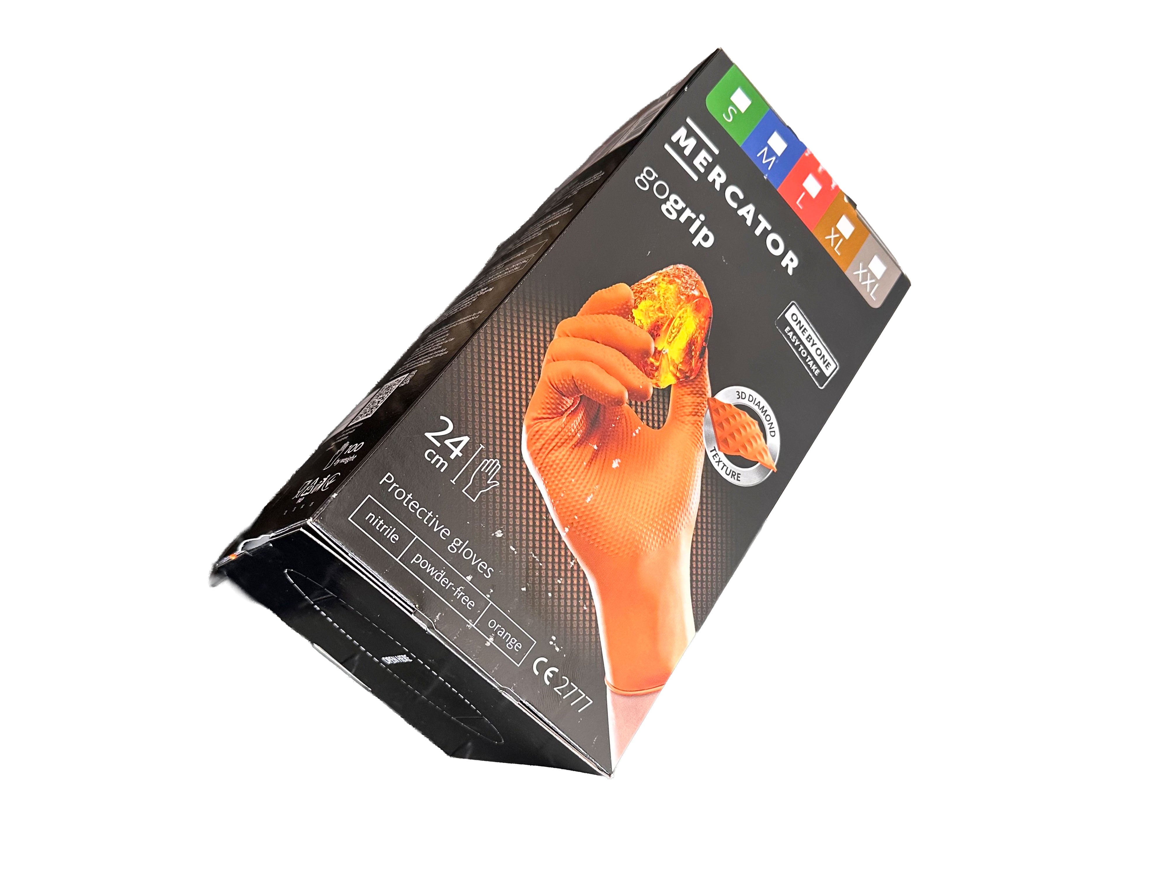 Nitril kesztyű premium MERCATOR one by one narancssárga l méret 100 db