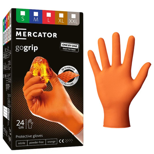 Nitril kesztyű premium MERCATOR one by one narancssárga m méret 100 db