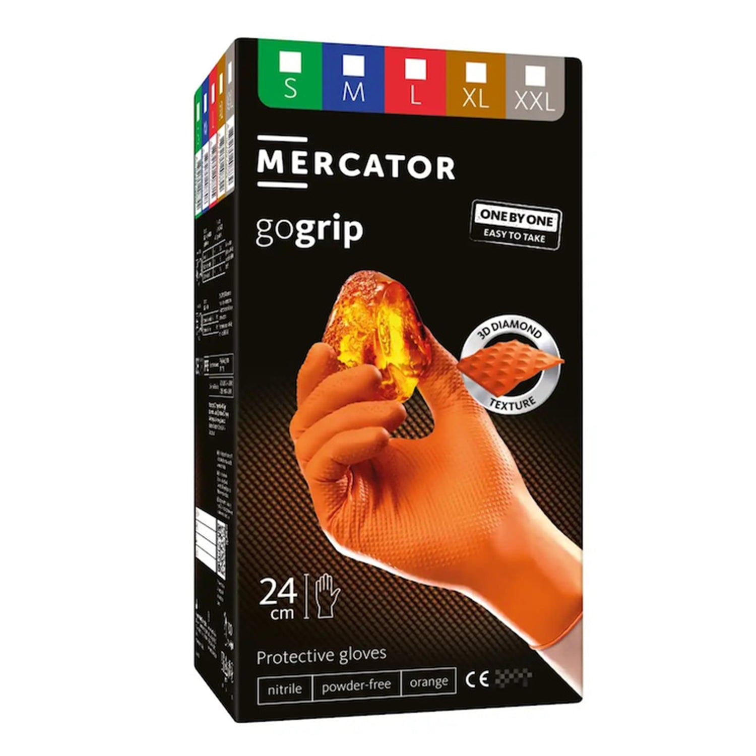 Nitril kesztyű premium MERCATOR one by one narancssárga m méret 100 db