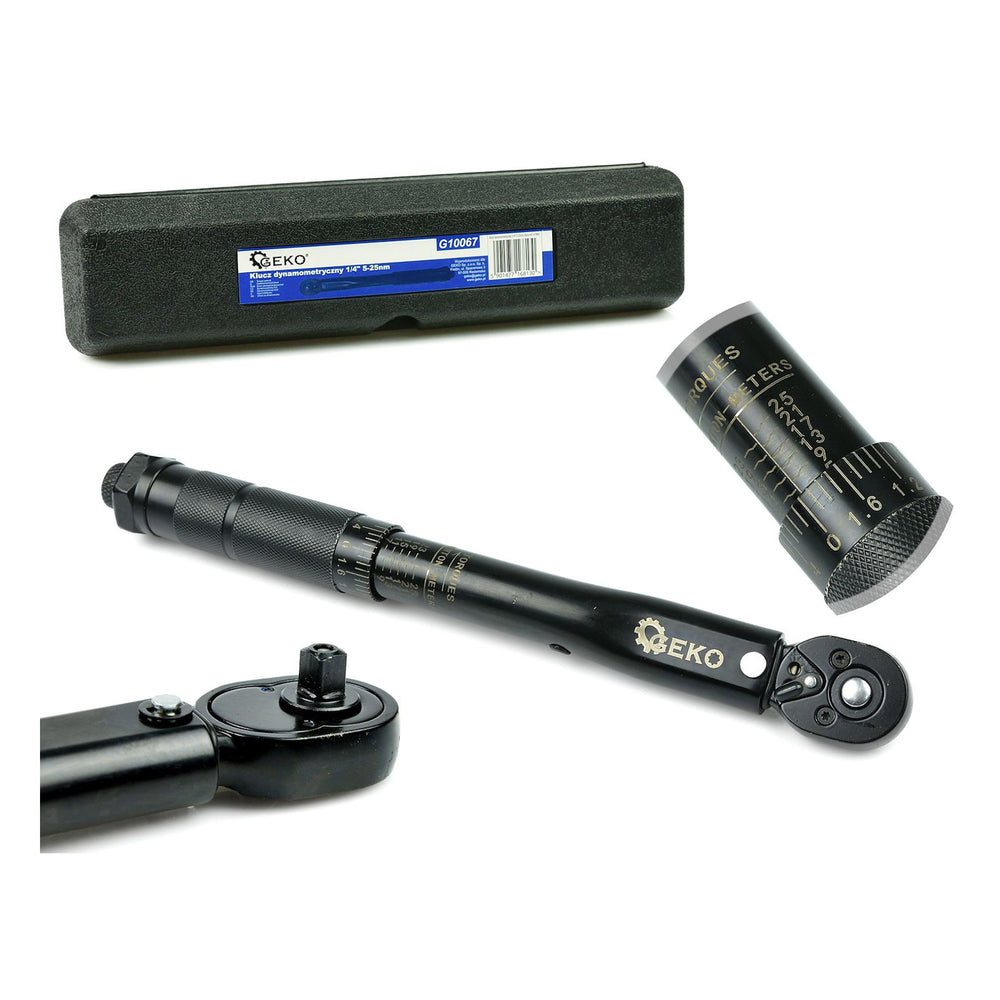 Nyomatékkulcs 1/4" 5–25 NM fekete GEKO