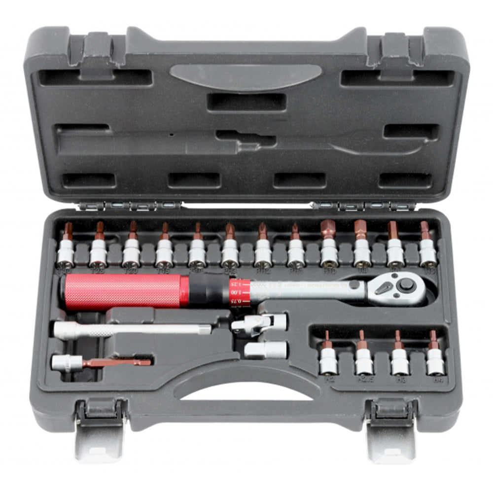 Nyomatékkulcs készlet 1/4 5-25NM bitekkel és toldókkal 21 darab