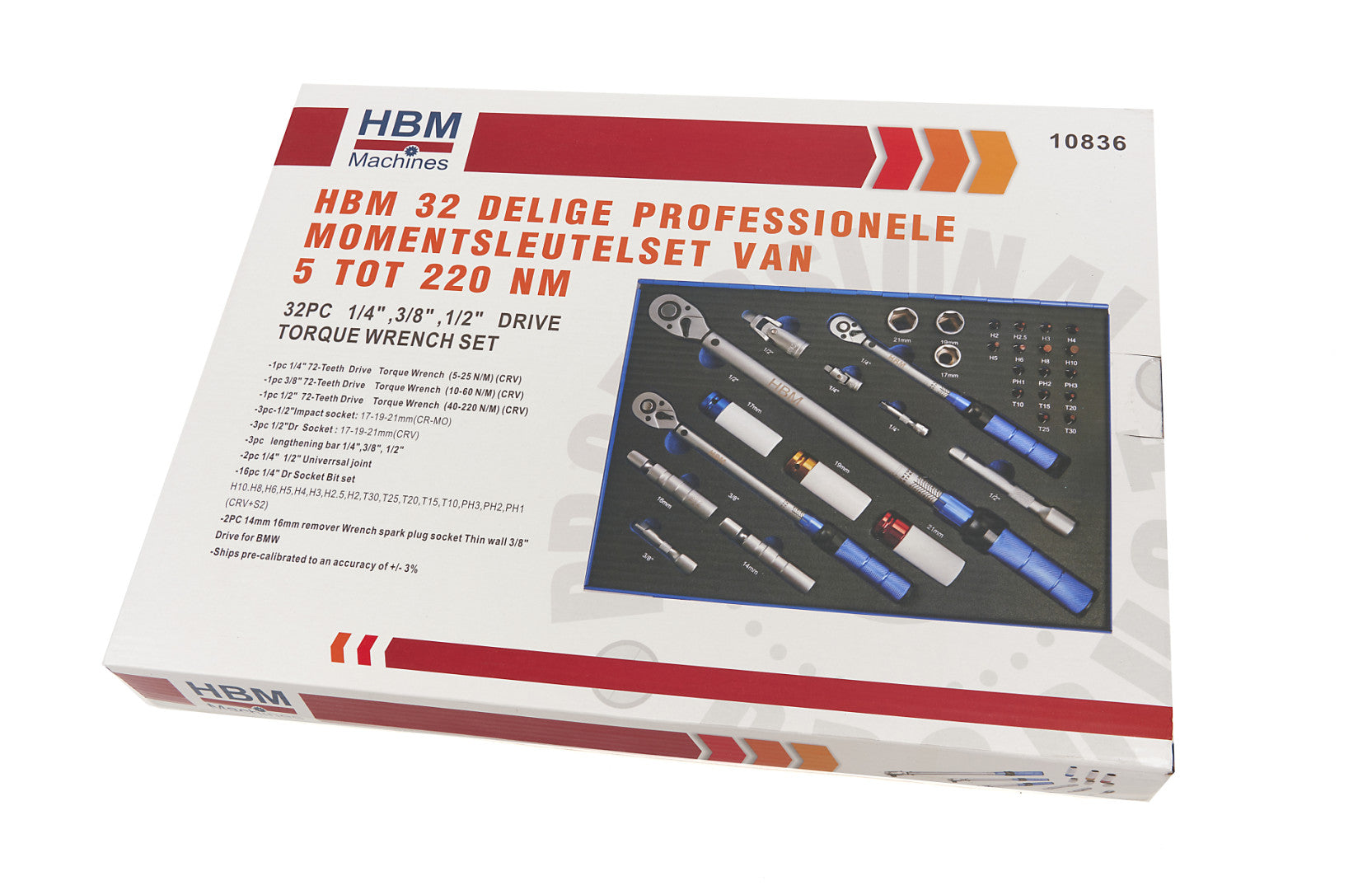 Nyomatékkulcs készlet 5 – 220NM 32 db HBM