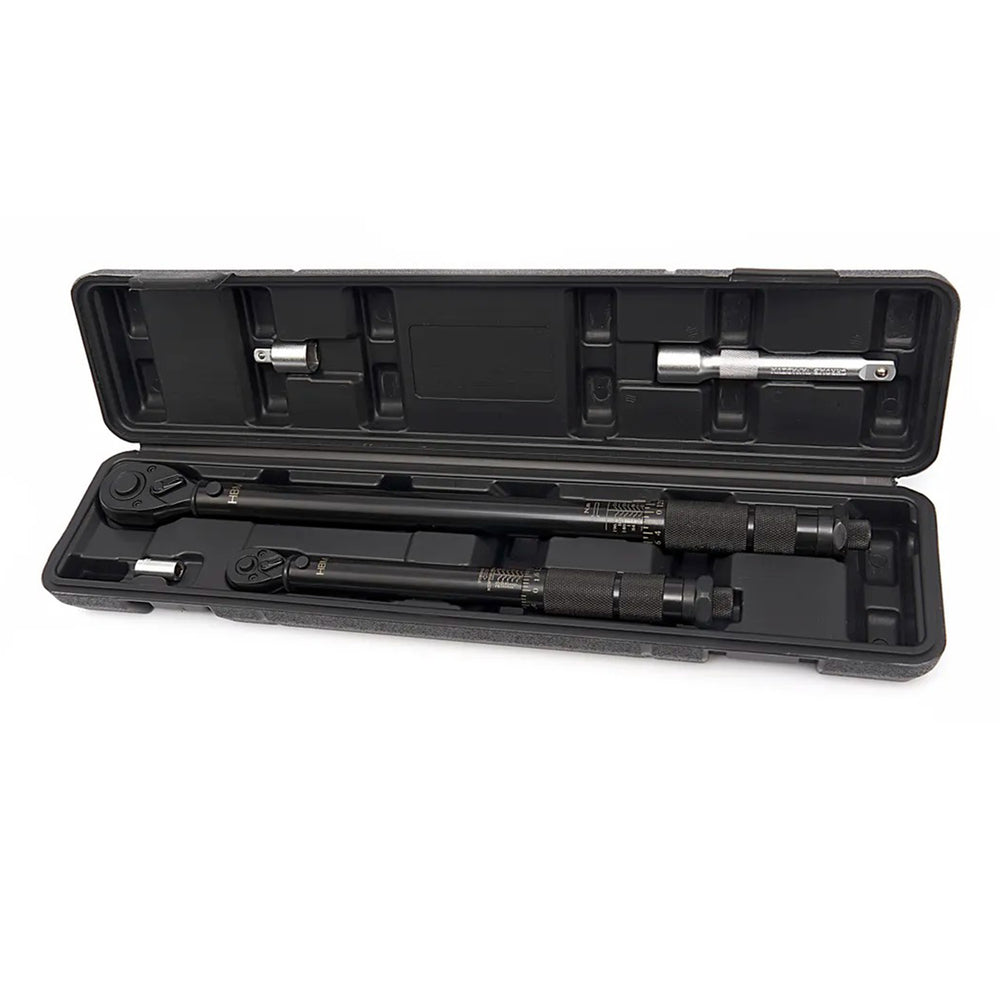Nyomatékkulcs készlet HBM 5 db 1/4" (5-25 NM) és 1/2" (2-210 NM) hosszabbítóval 125 mm és adapterrel