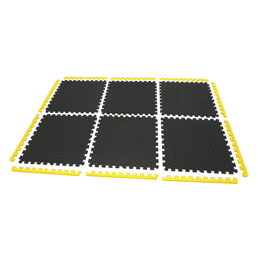 Padlóvédő puzzle habszivacs szőnyeg 6 db csúszásmentes padlóhoz fekete sárga 61x61 cm HBM MACHINES