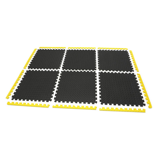 Padlóvédő puzzle habszivacs szőnyeg 6 db csúszásmentes padlóhoz fekete sárga 61x61 cm HBM MACHINES
