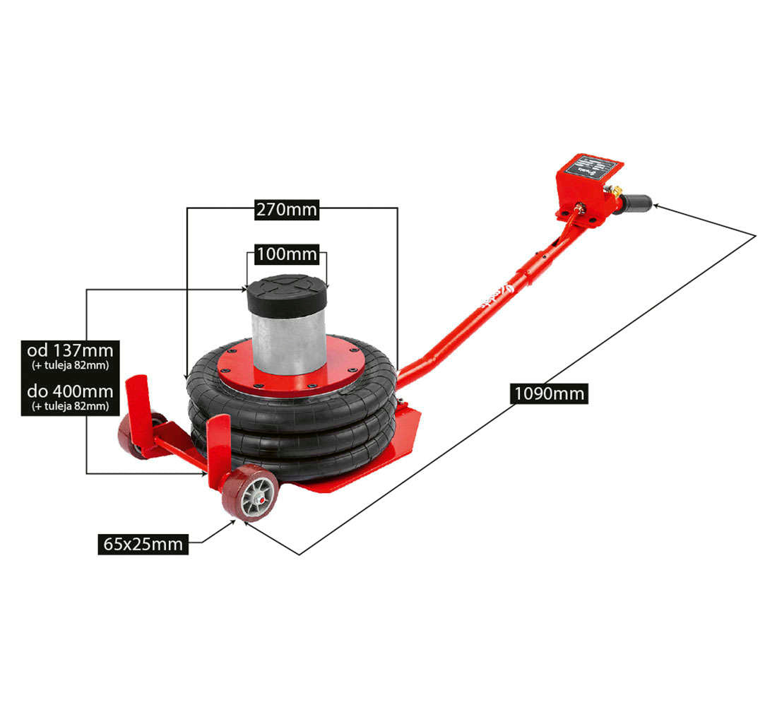 Pneumatikus légpárnás emelő 3.5T adapterrel 15-48cm
