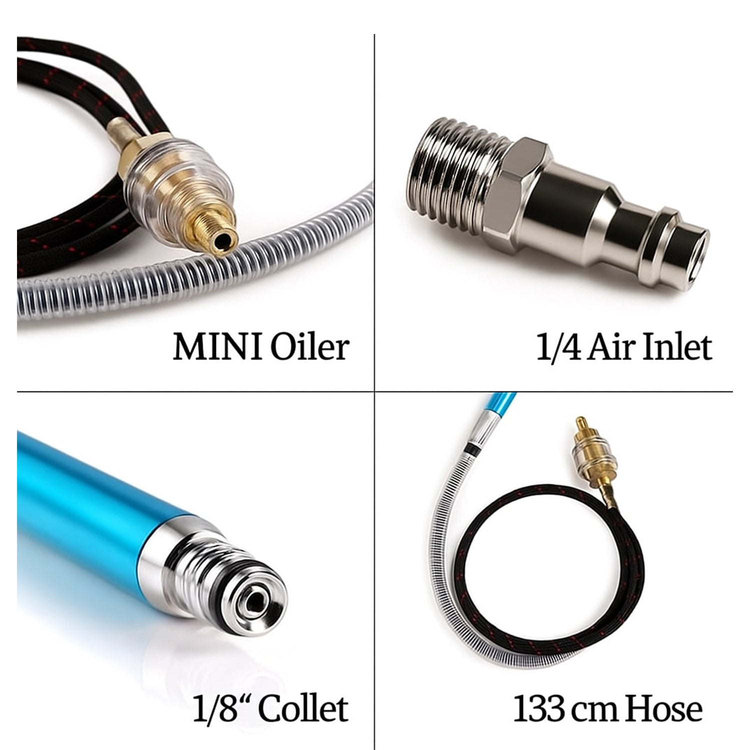 Pneumatikus mini ceruza csiszoló készlet, 17 db, 58.000 RPM, kompakt és könnyű szerszám csiszoláshoz, tisztításhoz, vágáshoz, polírozáshoz és hegesztéshez GEBO TOOLS