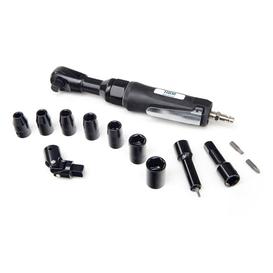 Pneumatikus racsni és dugókulcs készlet 1/2" 17 db HBM