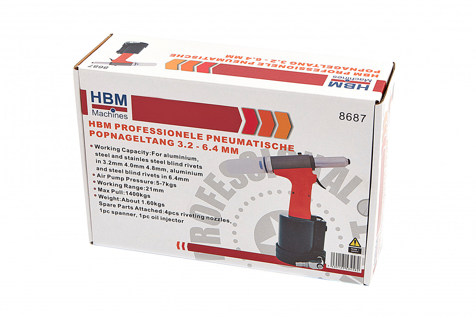 Pneumatikus szegecselő pisztoly 3.2 - 6.4 mm HBM