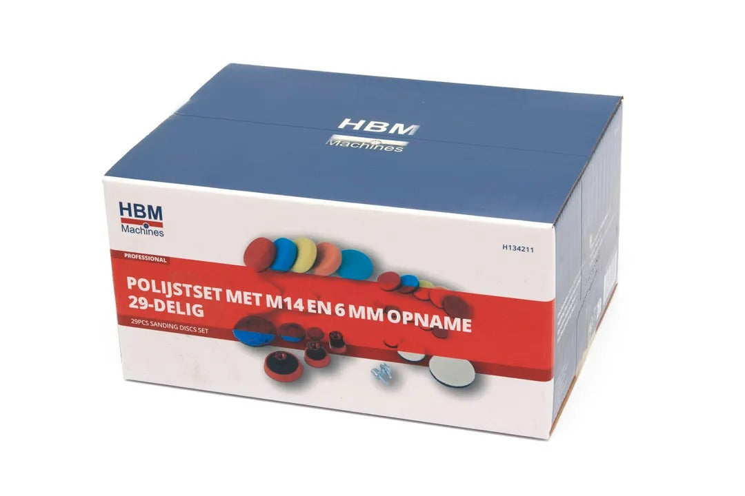 Polírozó és fényező szivacs készlet autóhoz m14x6mm menet HBM hollandia 29 db
