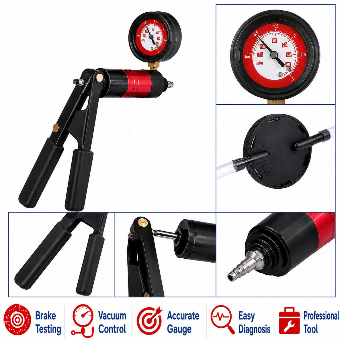 Vákuum / nyomásmérő pumpa készlet GEBO TOOLS