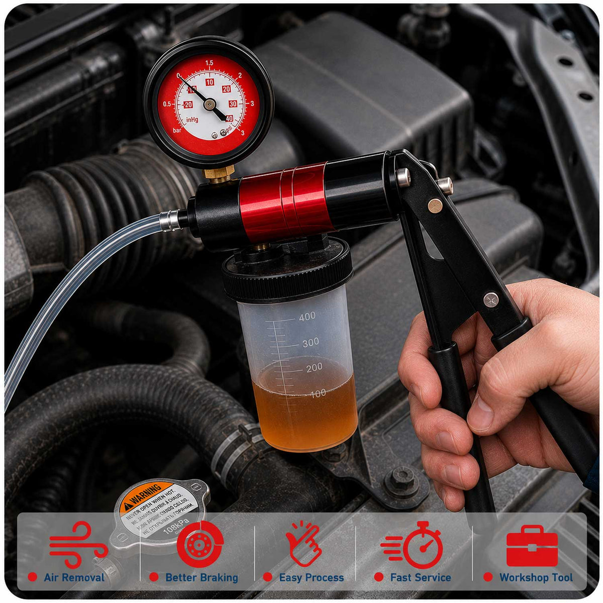 Vákuum / nyomásmérő pumpa készlet GEBO TOOLS