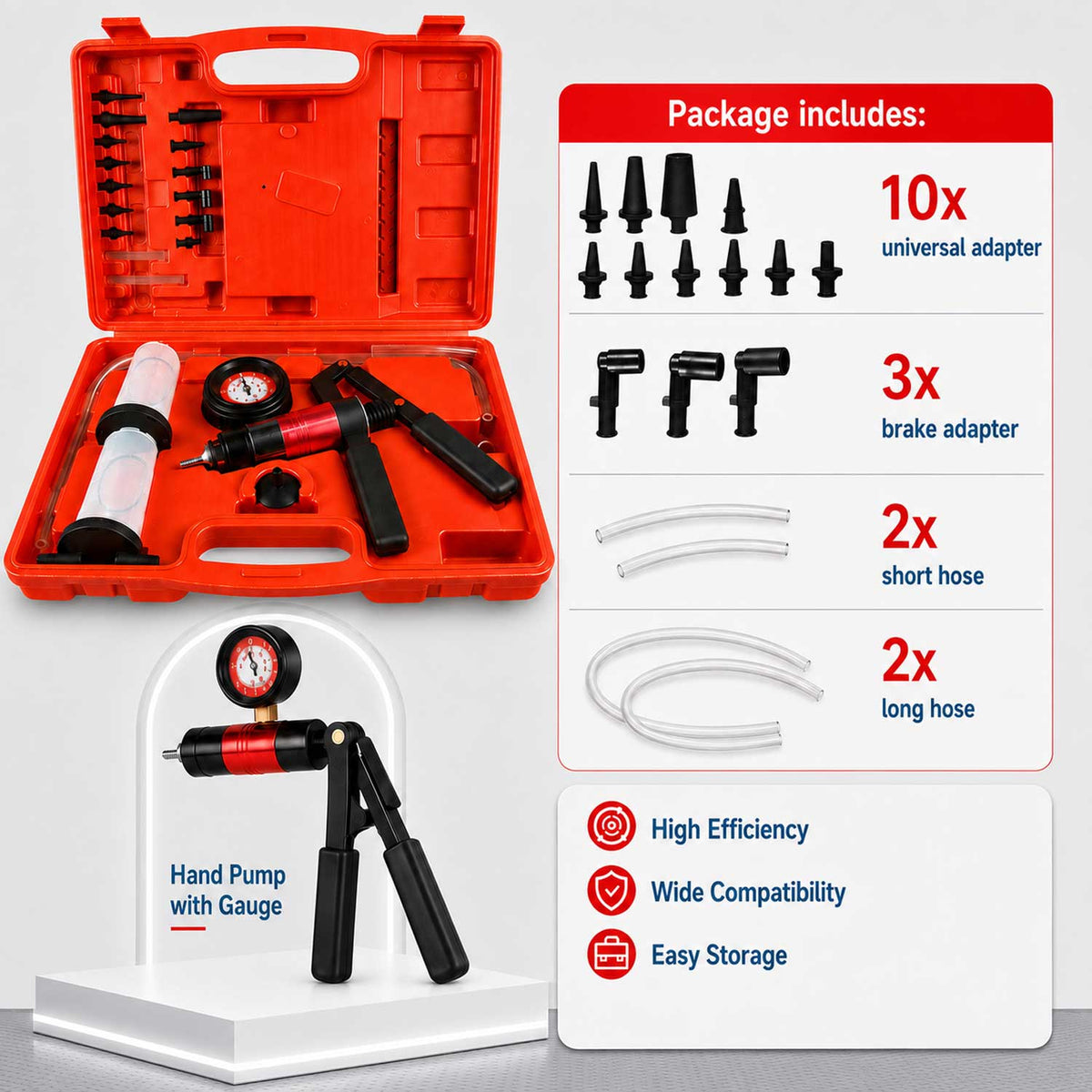 Vákuum / nyomásmérő pumpa készlet GEBO TOOLS
