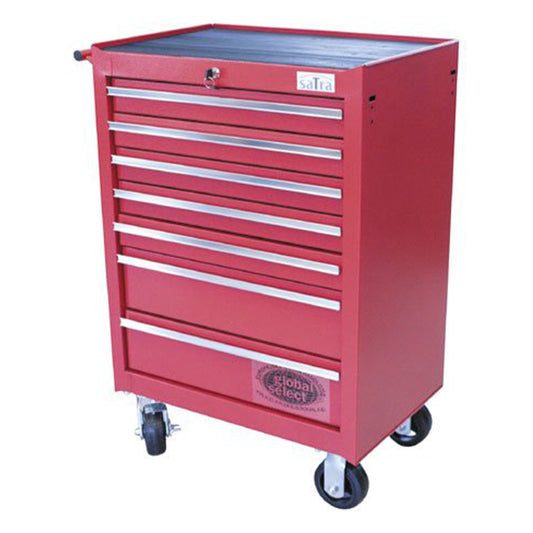 ÜRES FÉM SZERSZÁMOS SZEKRÉNY - SZERSZÁMOS KOCSI 7 FIÓKKAL PIROS SATRA