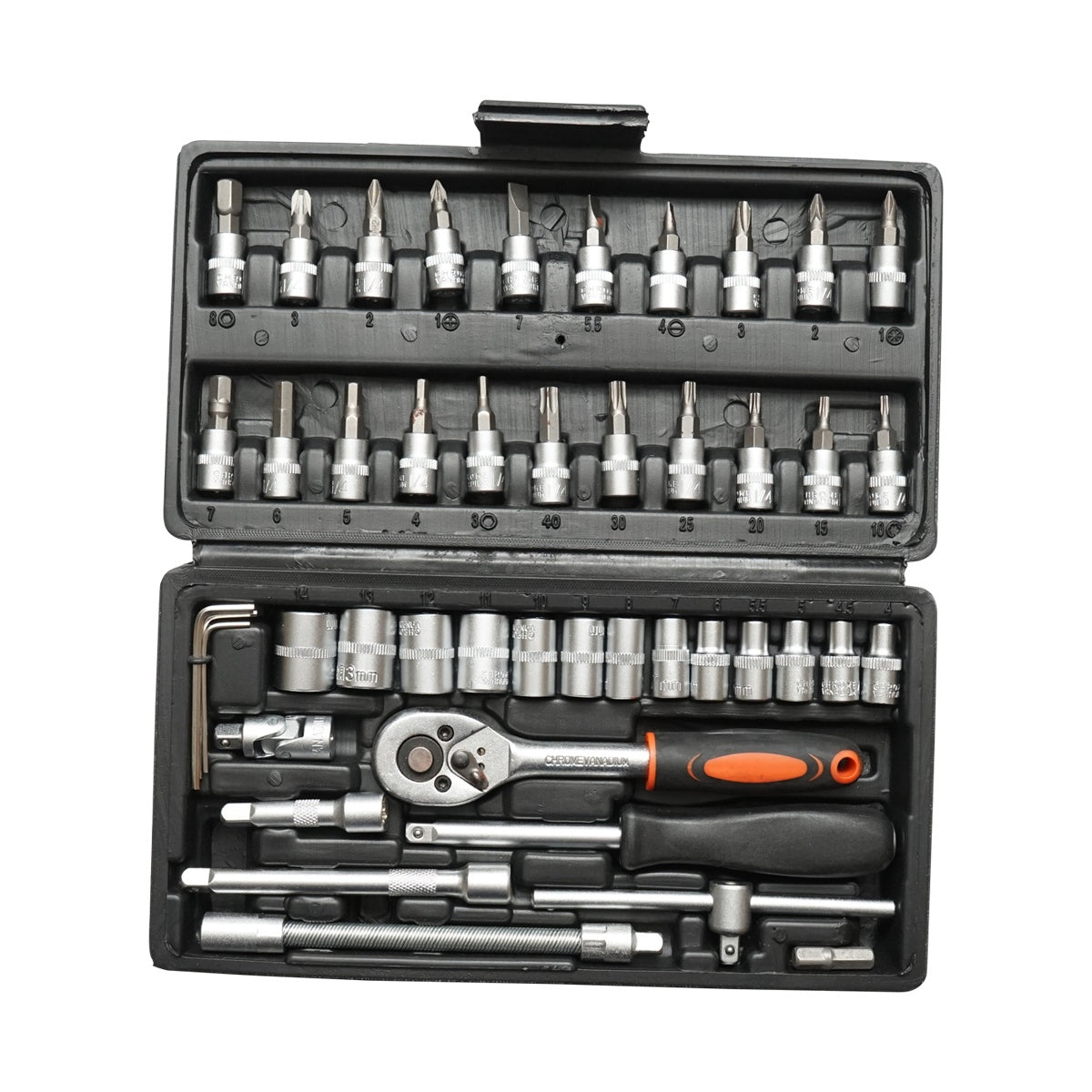 Racsnis dugókulcs készlet 1/4" 46 db