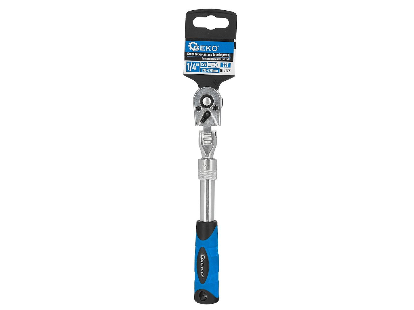Racsnis hajtókar 1/4" teleszkópos nyéllel 210-278 mm és csuklós fejjel