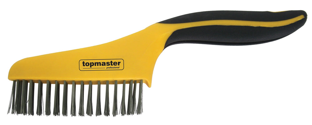 Rozsdamentes acél drótkefe gumírozott markolattal 4x16 TOPMASTER