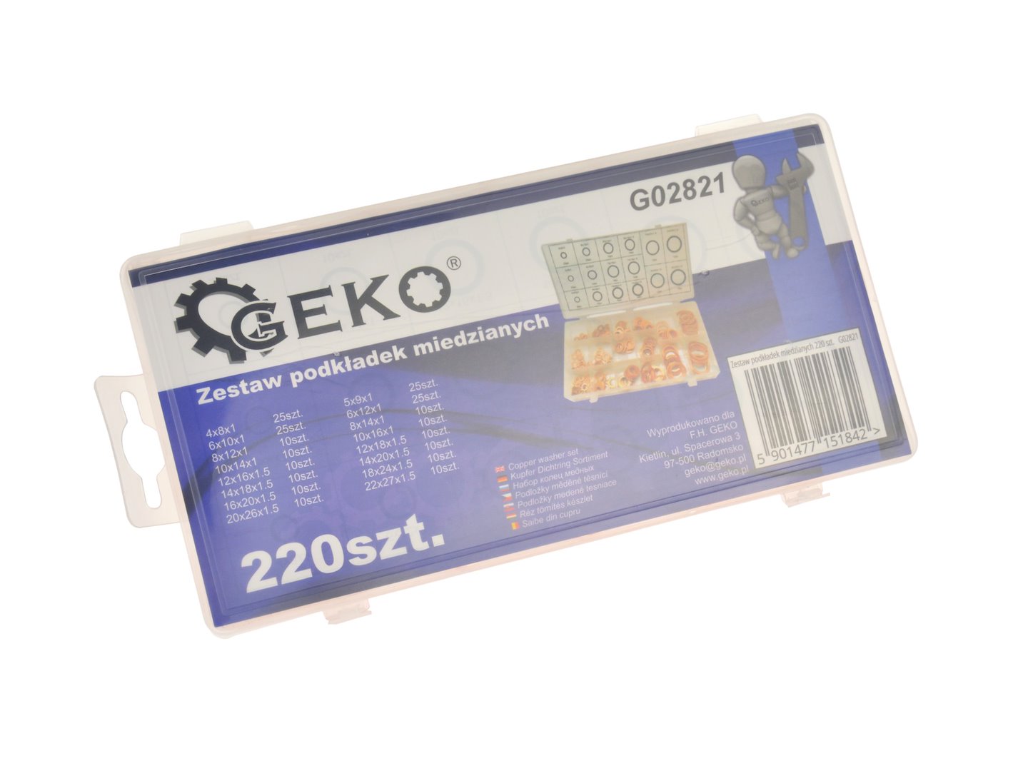Réz alátét készlet 220 db GEKO