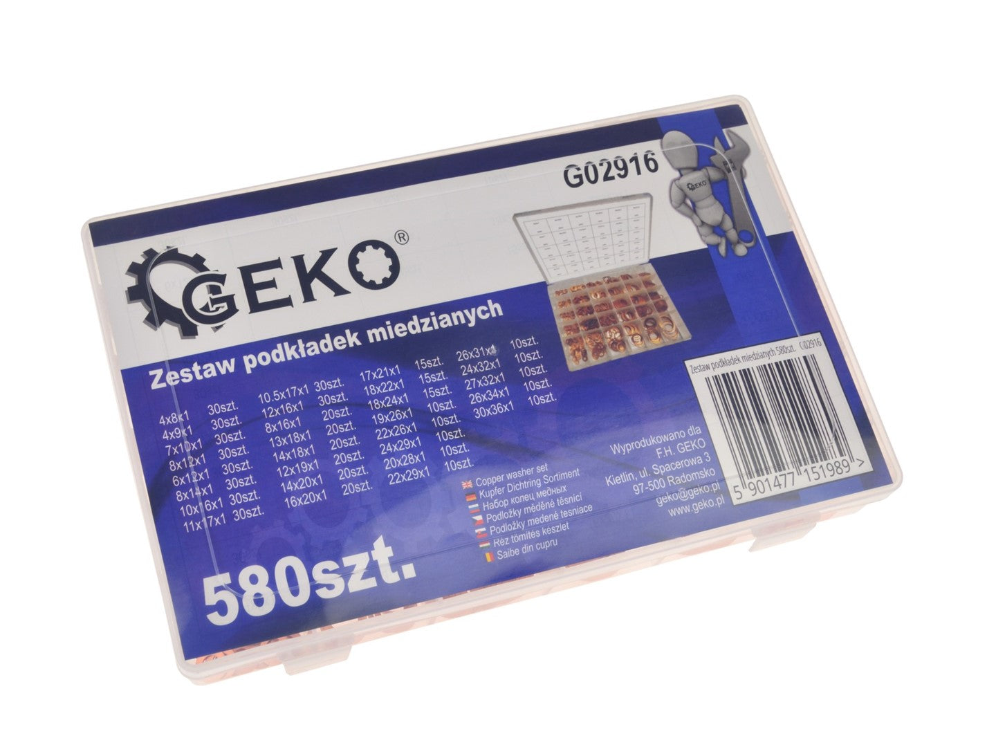 Réz alátét készlet 580 darabos