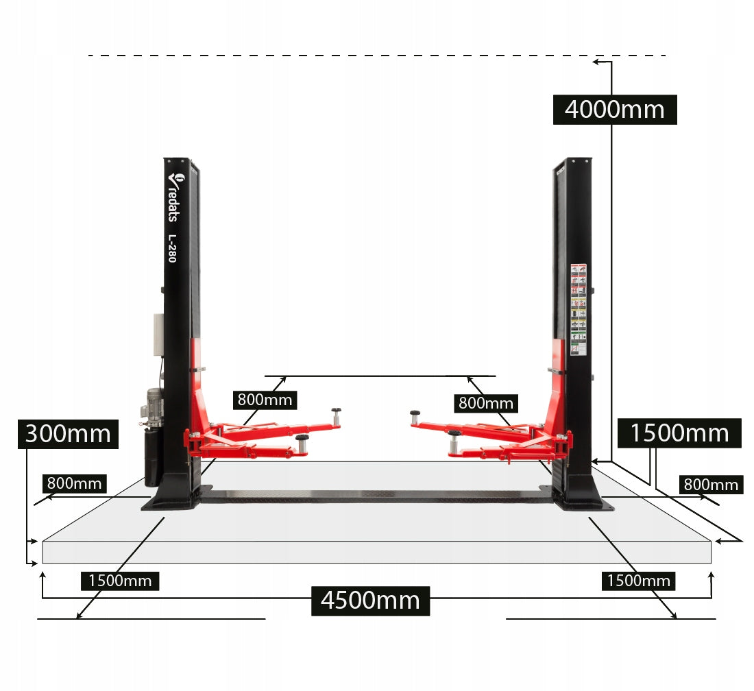 Kétoszlopos - csápos emelő automata zárkioldással 5 t 380 v L-280 REDATS