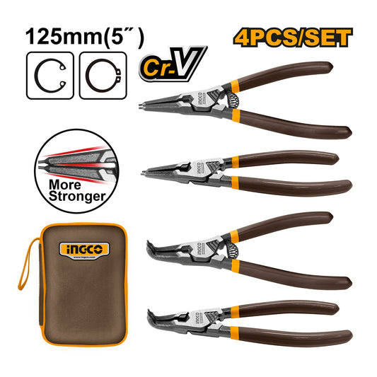 Seeger biztosíték fogó készlet 125 mm 4 db INGCO