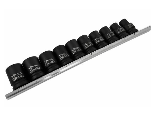 Gépi bi-hexagonális dugókulcs készlet rövid 10 db 1/2" 12 oldal