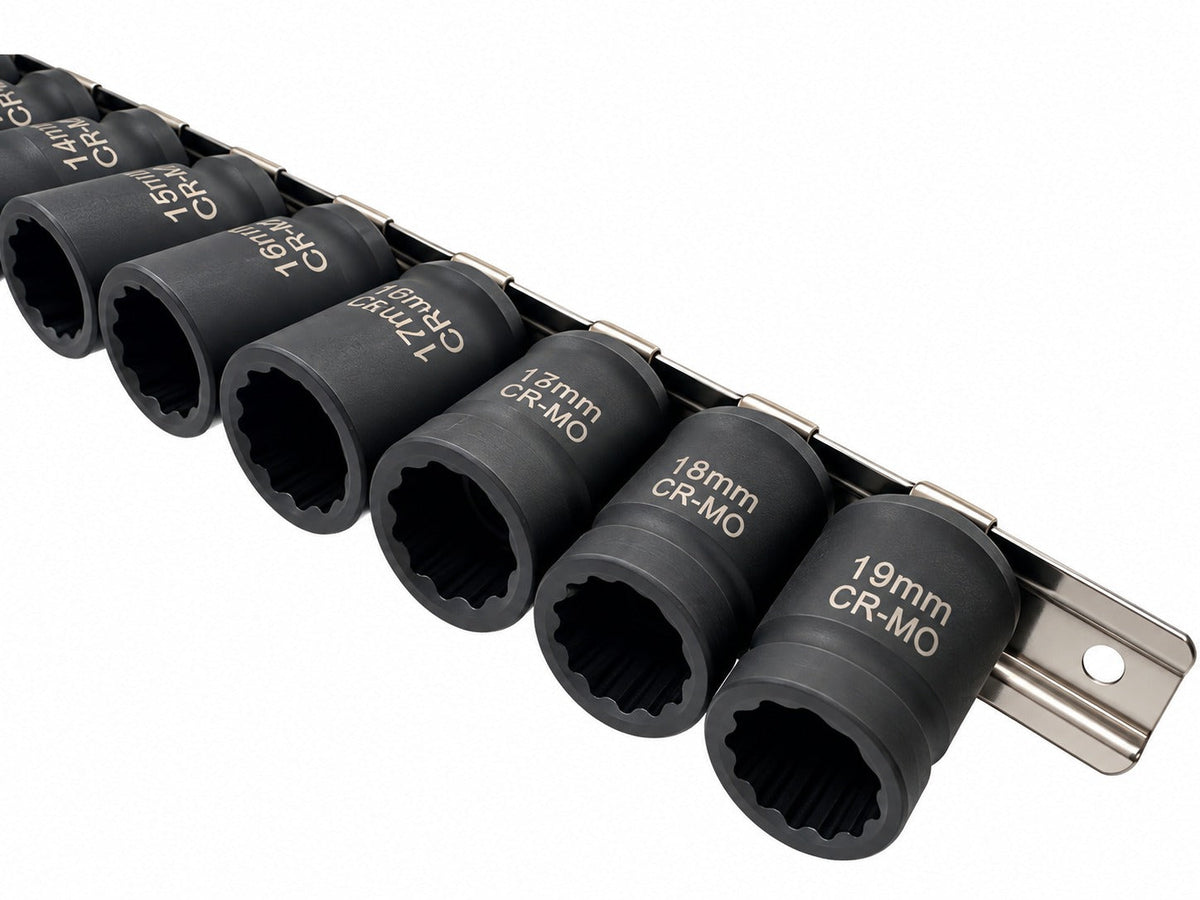 Gépi bi-hexagonális dugókulcs készlet rövid 10 db 1/2" 12 oldal