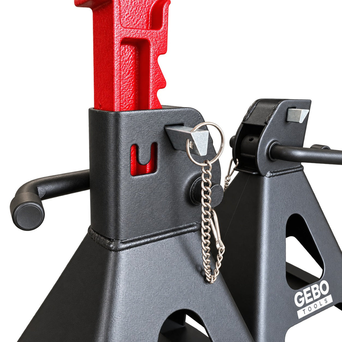 Tartóbak készlet 2 db 3 t 29.5-43 cm dupla biztosítóval és autóküszöb védő gumi tamponnal GEBO TOOLS