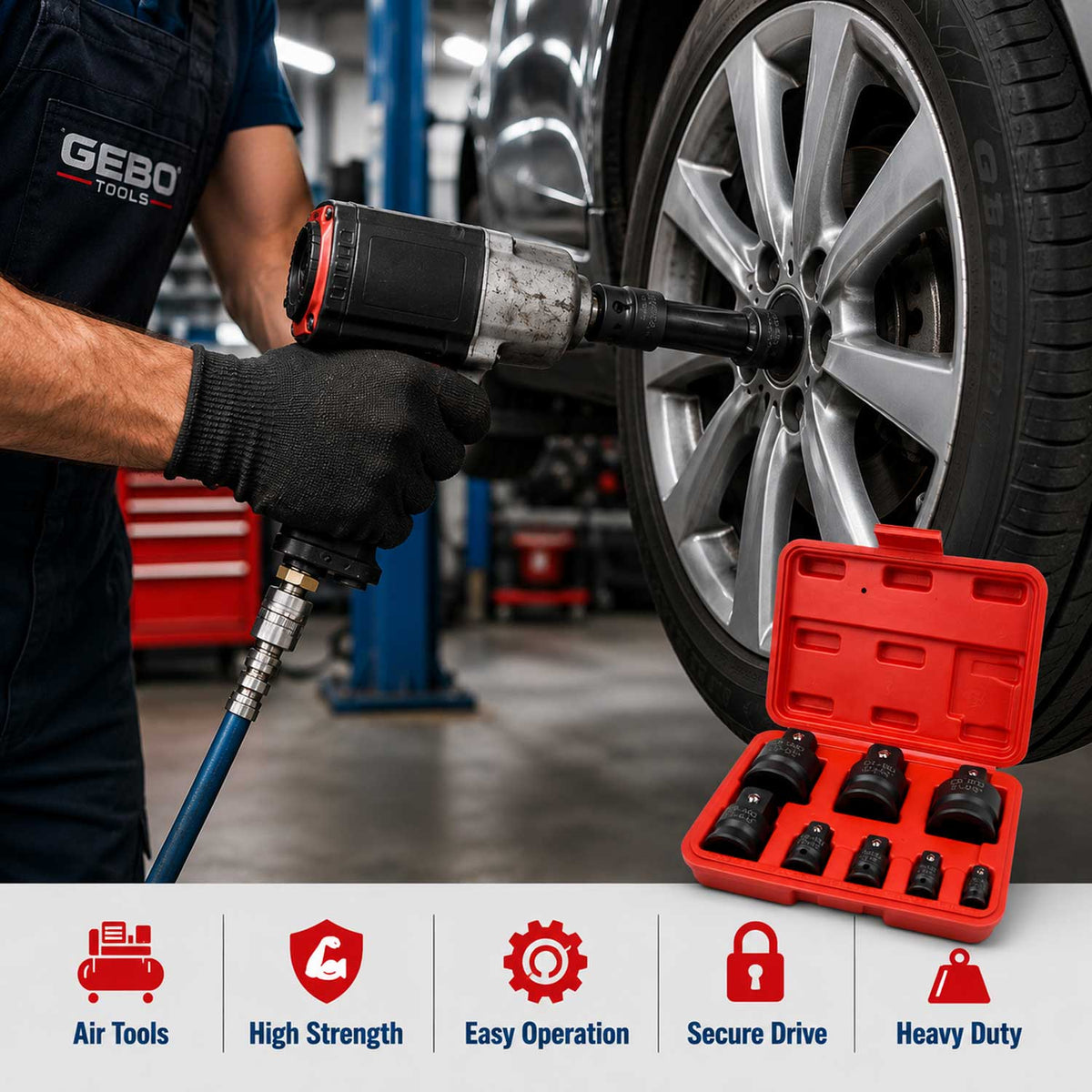 Dugókulcs átalakító adapter készlet - 8 db GEBO TOOLS