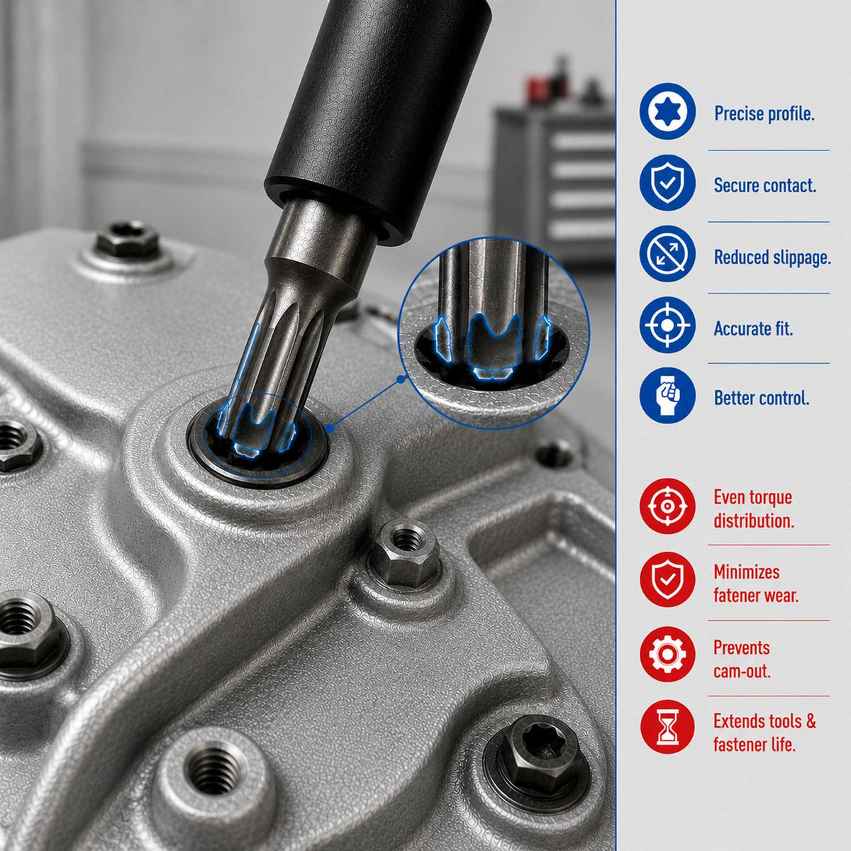 Torx bit és dugókulcs készlet t8–t60 e-profil e4–e20 1/4" 3/8" 1/2" 25 db GEBO TOOLS