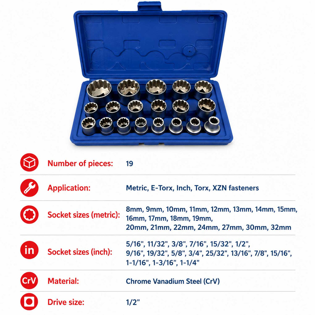 Dugókulcs készlet VARIO plus 1/2 8-32 mm GEBO TOOLS