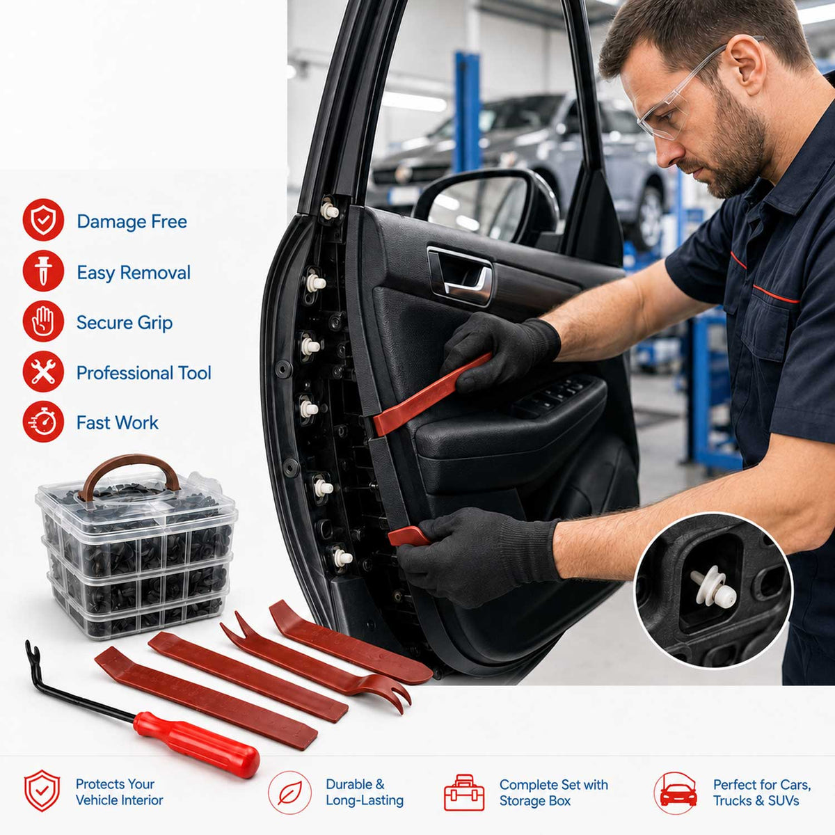Kárpit patent eltávolító és univerzális patent készlet 620 db GEBO TOOLS