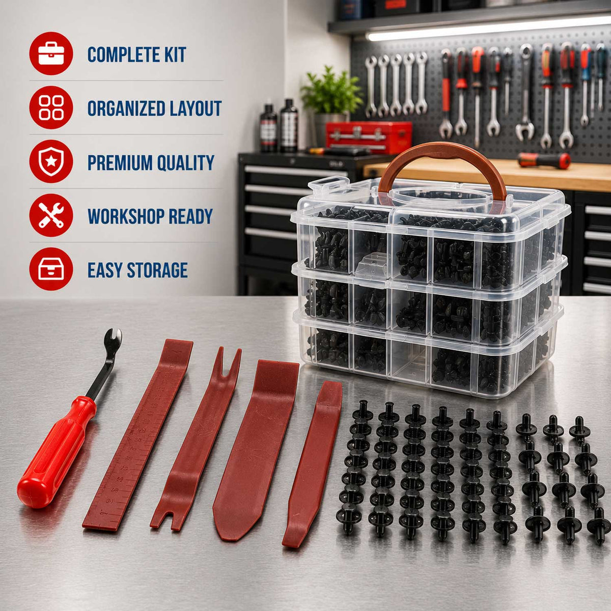 Kárpit patent eltávolító és univerzális patent készlet 620 db GEBO TOOLS