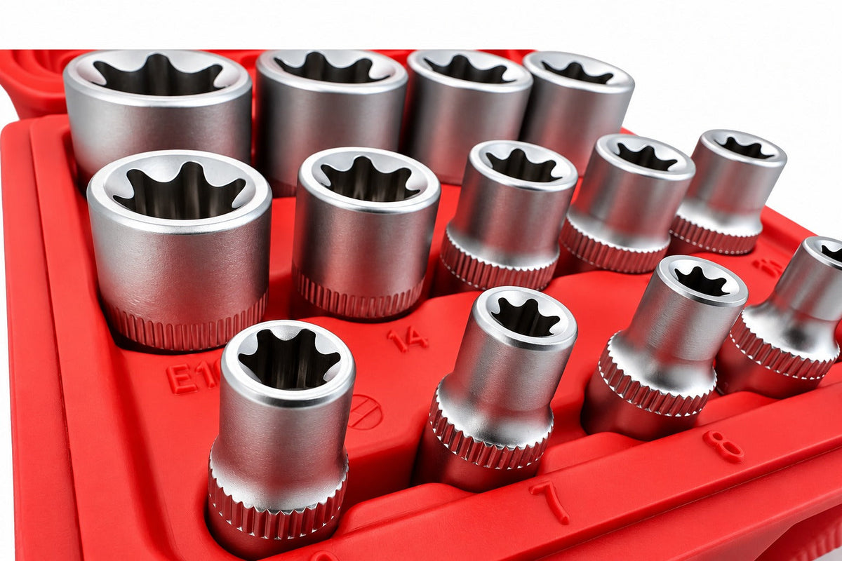 Dugókulcs készlet e profil e4-e24 1/4 3/8 1/2 14 db GEBO TOOLS