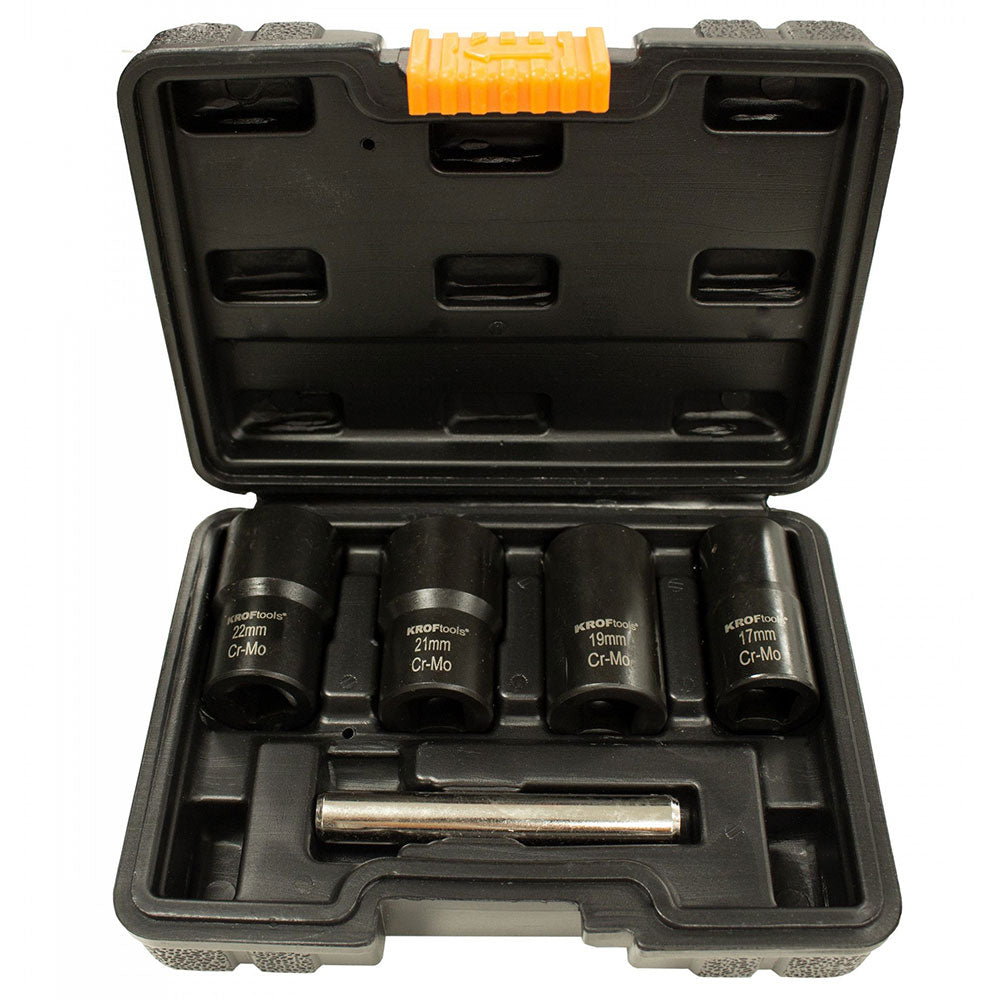 Sérült csavar eltávolító dugókulcs készlet 1/2" 5db 17-22mm KROFTOOLS