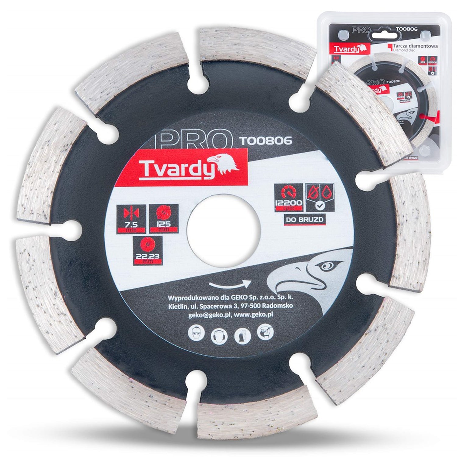 Szegmentált gyémánt vágólap 125x7.5x22.23 mm TVARDY
