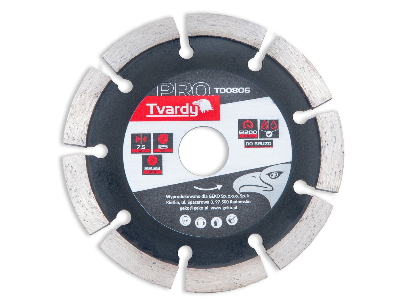 Szegmentált gyémánt vágólap 125x7.5x22.23 mm TVARDY