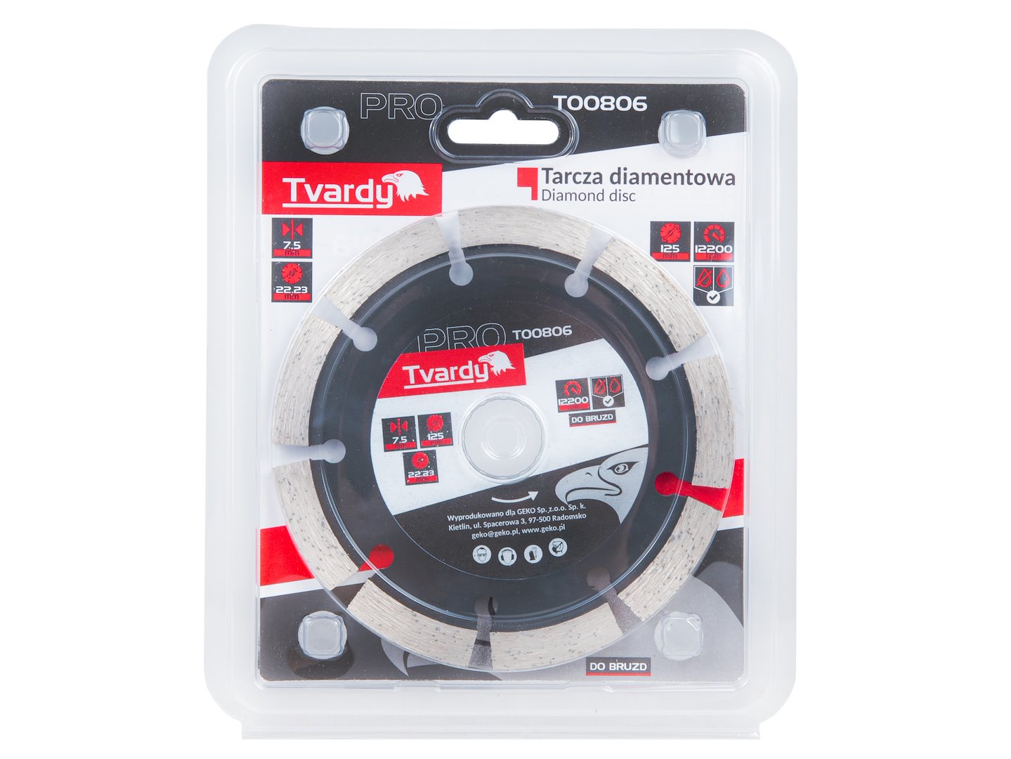 Szegmentált gyémánt vágólap 125x7.5x22.23 mm TVARDY
