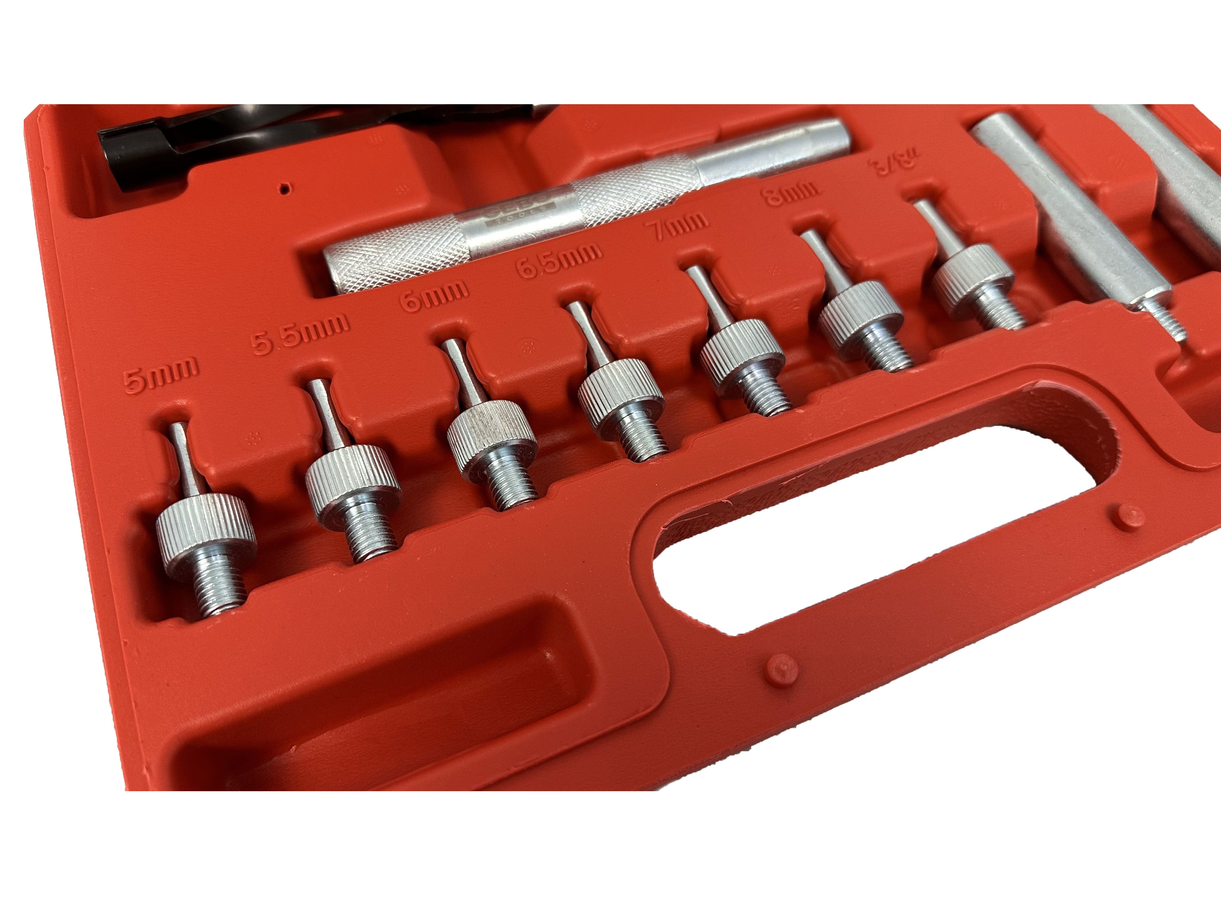 Szelepszárszimering szerelő fogó és adapter készlet 11 db GEBO TOOLS