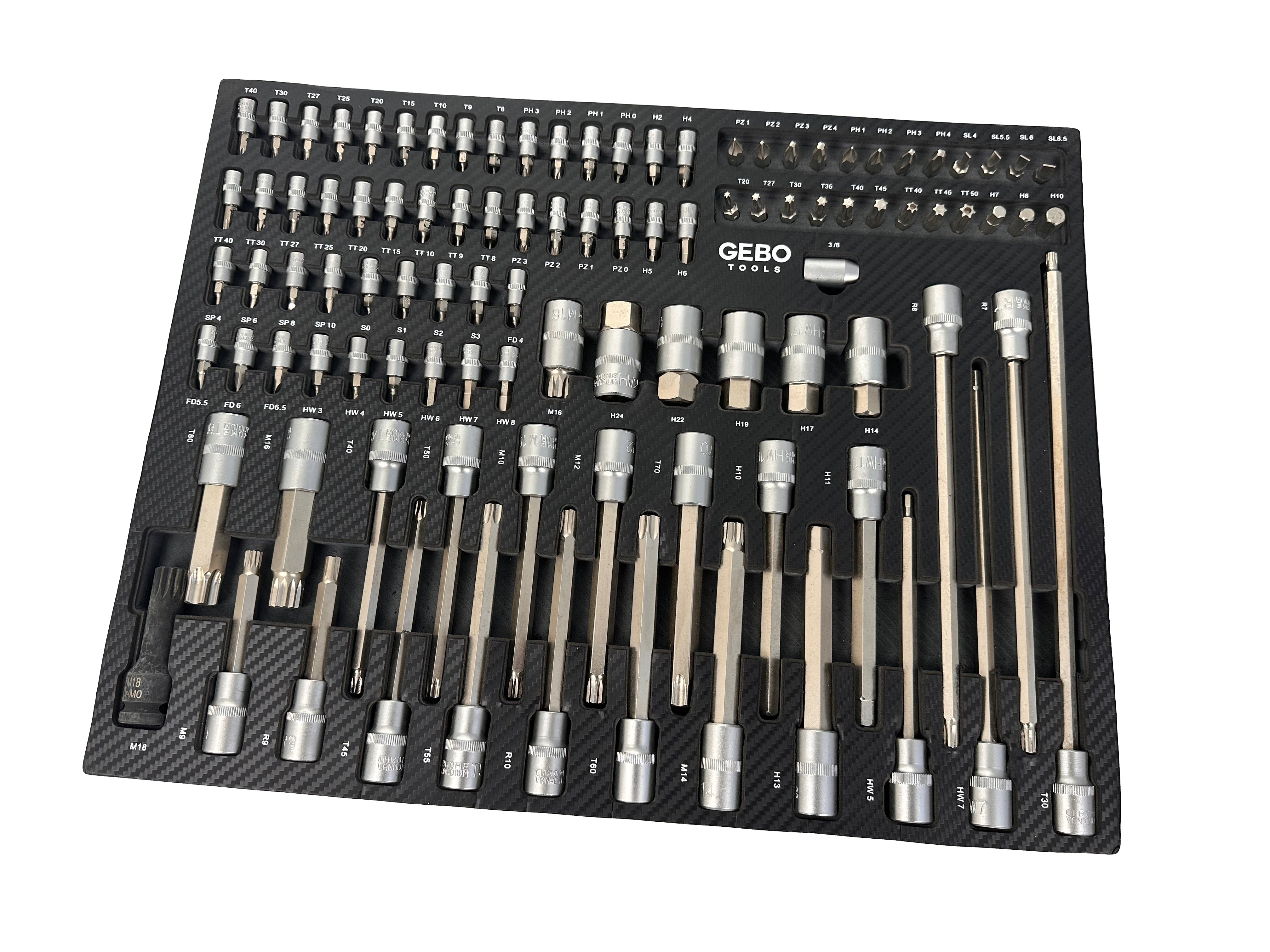 Szerszámos szekrény – szerszámos kocsi bit készlet modul 101 db GEBO TOOLS