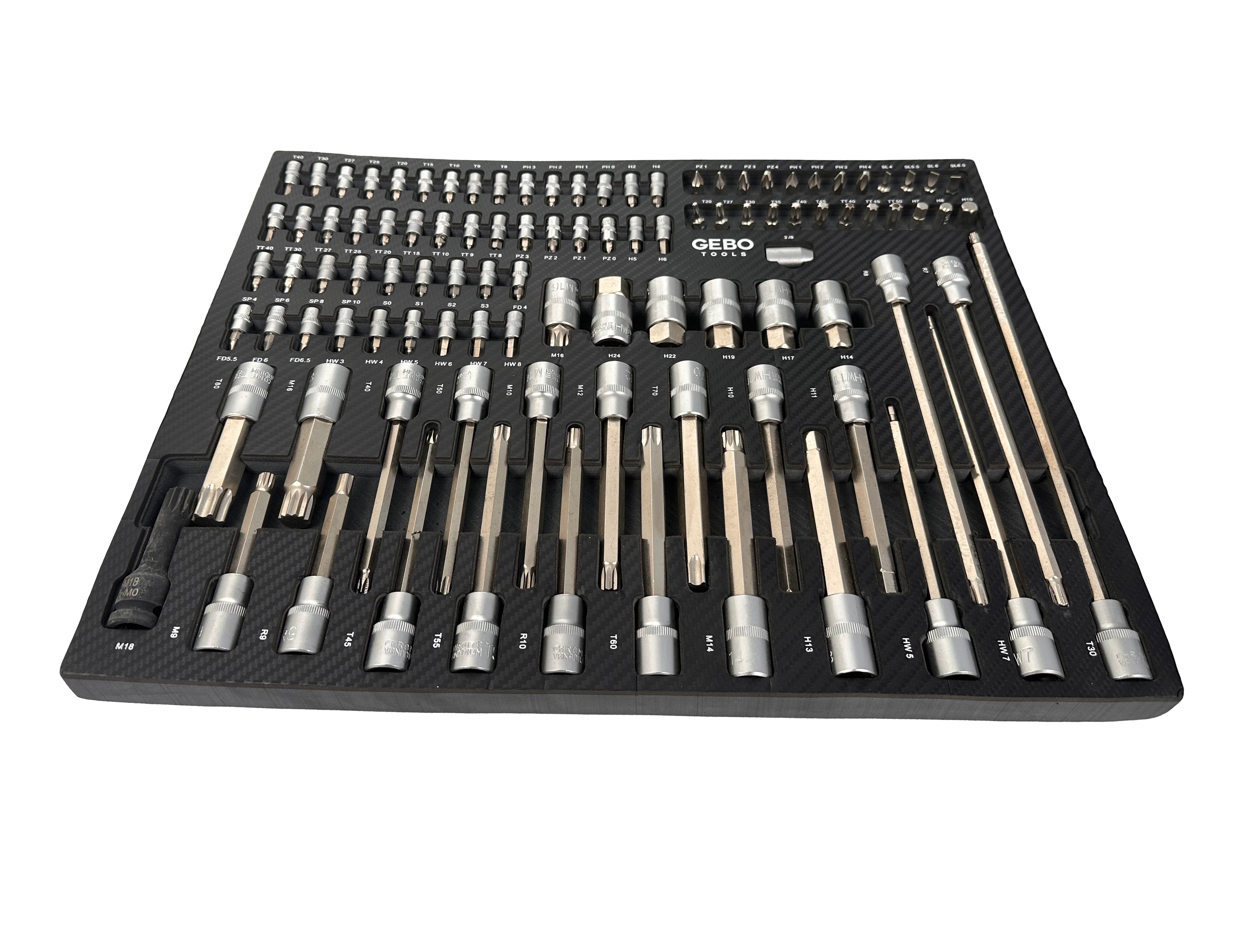 Szerszámos szekrény – szerszámos kocsi bit készlet modul 101 db GEBO TOOLS