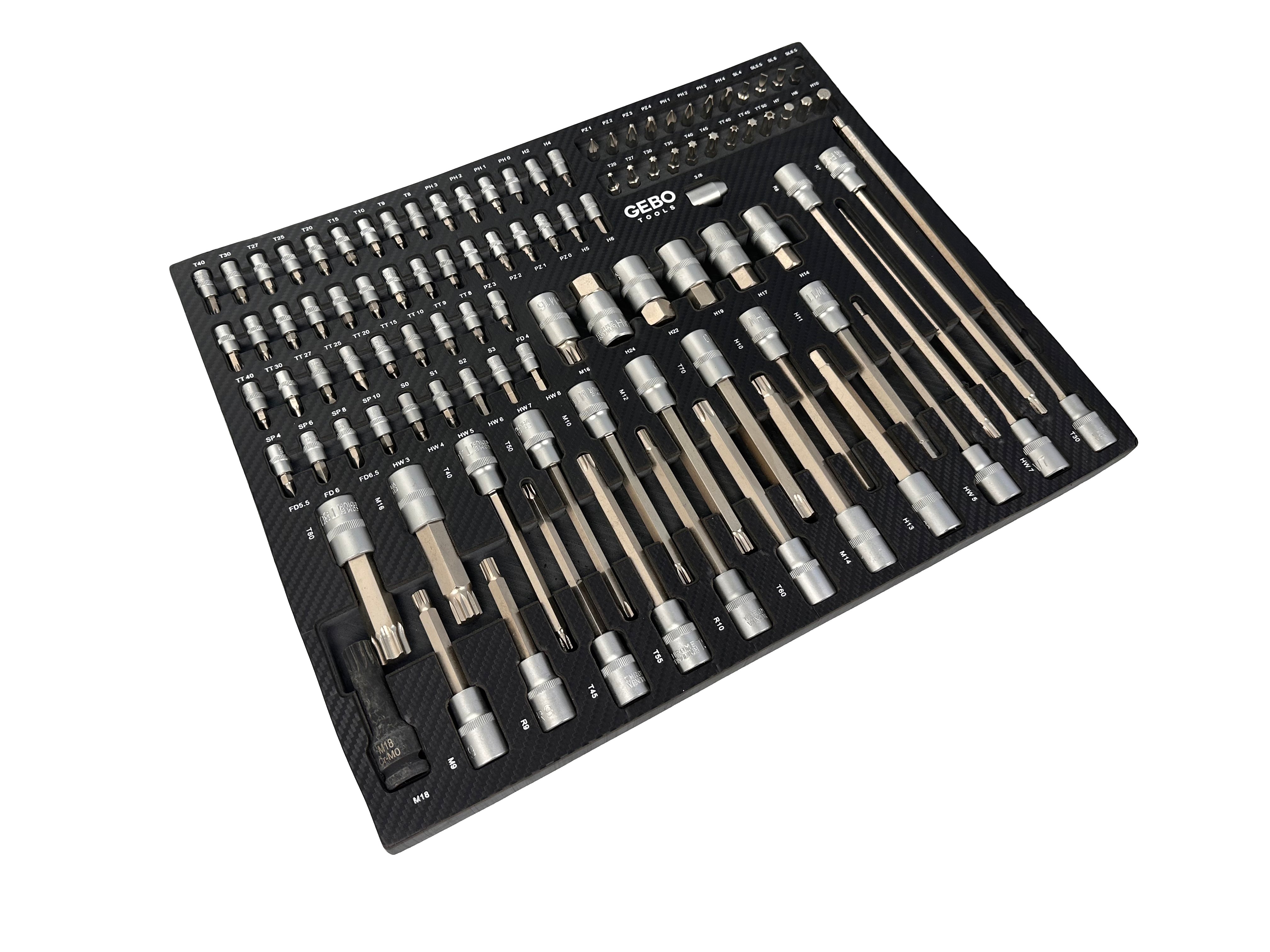 Szerszámos szekrény – szerszámos kocsi bit készlet modul 101 db GEBO TOOLS