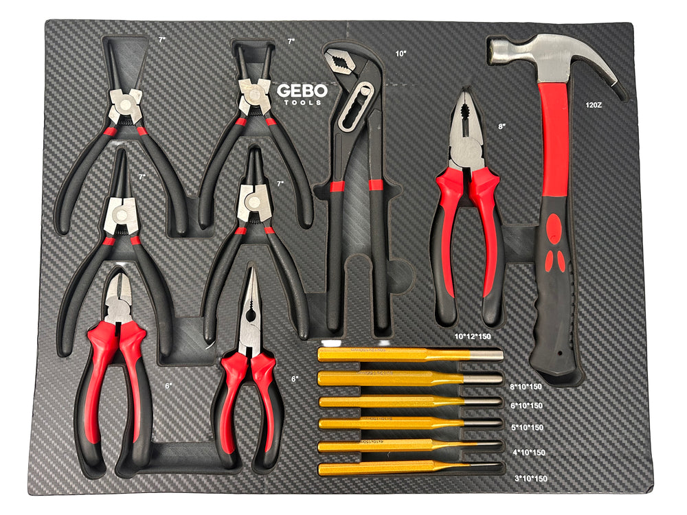 Szerszámos szekrény – szerszámos kocsi modul fogó és csapszegkiütő készlettel 16 db 54 x 39,5 x 3 cm GEBO TOOLS