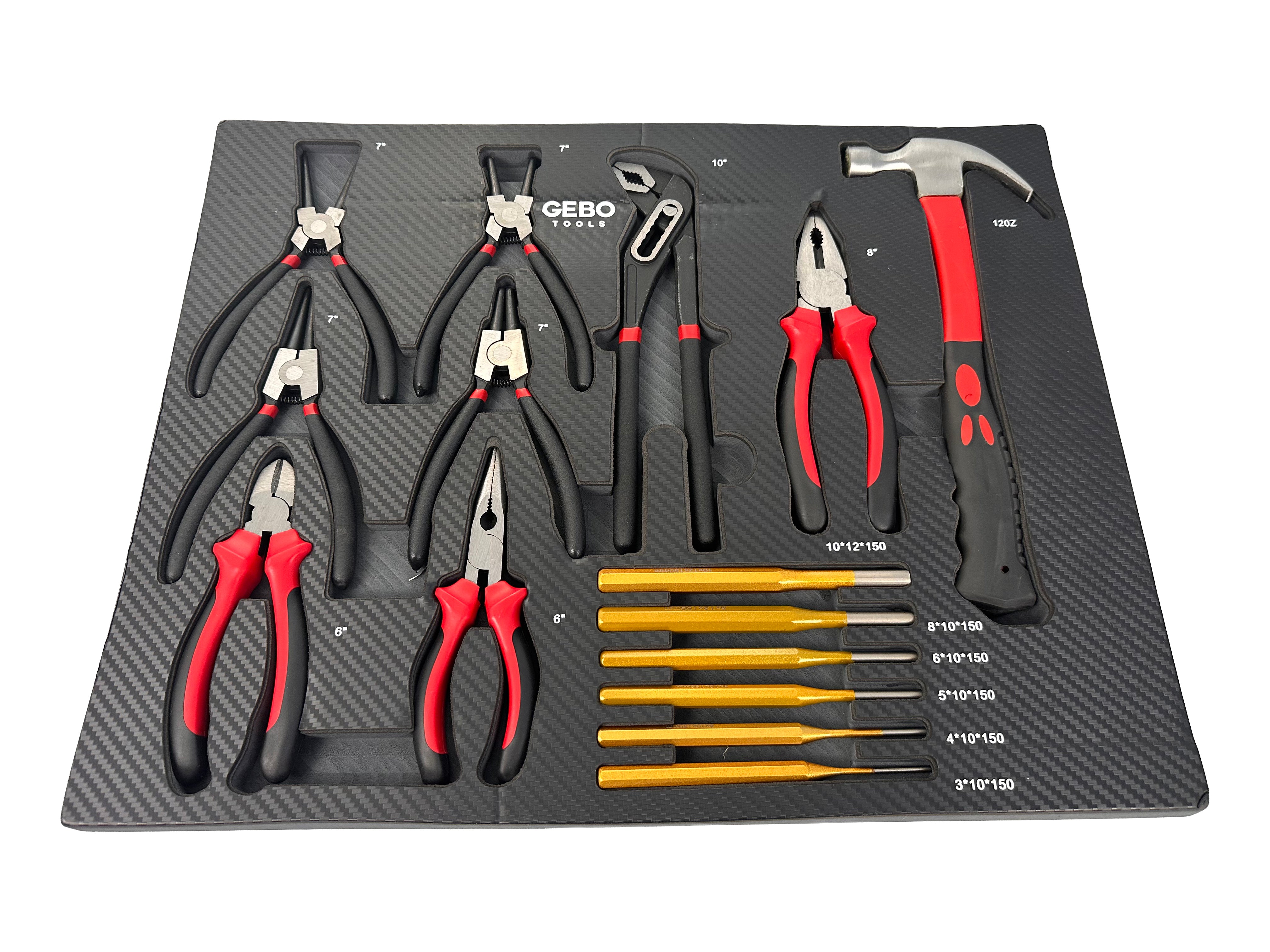 Szerszámos szekrény – szerszámos kocsi modul fogó és csapszegkiütő készlettel 16 db 54 x 39,5 x 3 cm GEBO TOOLS