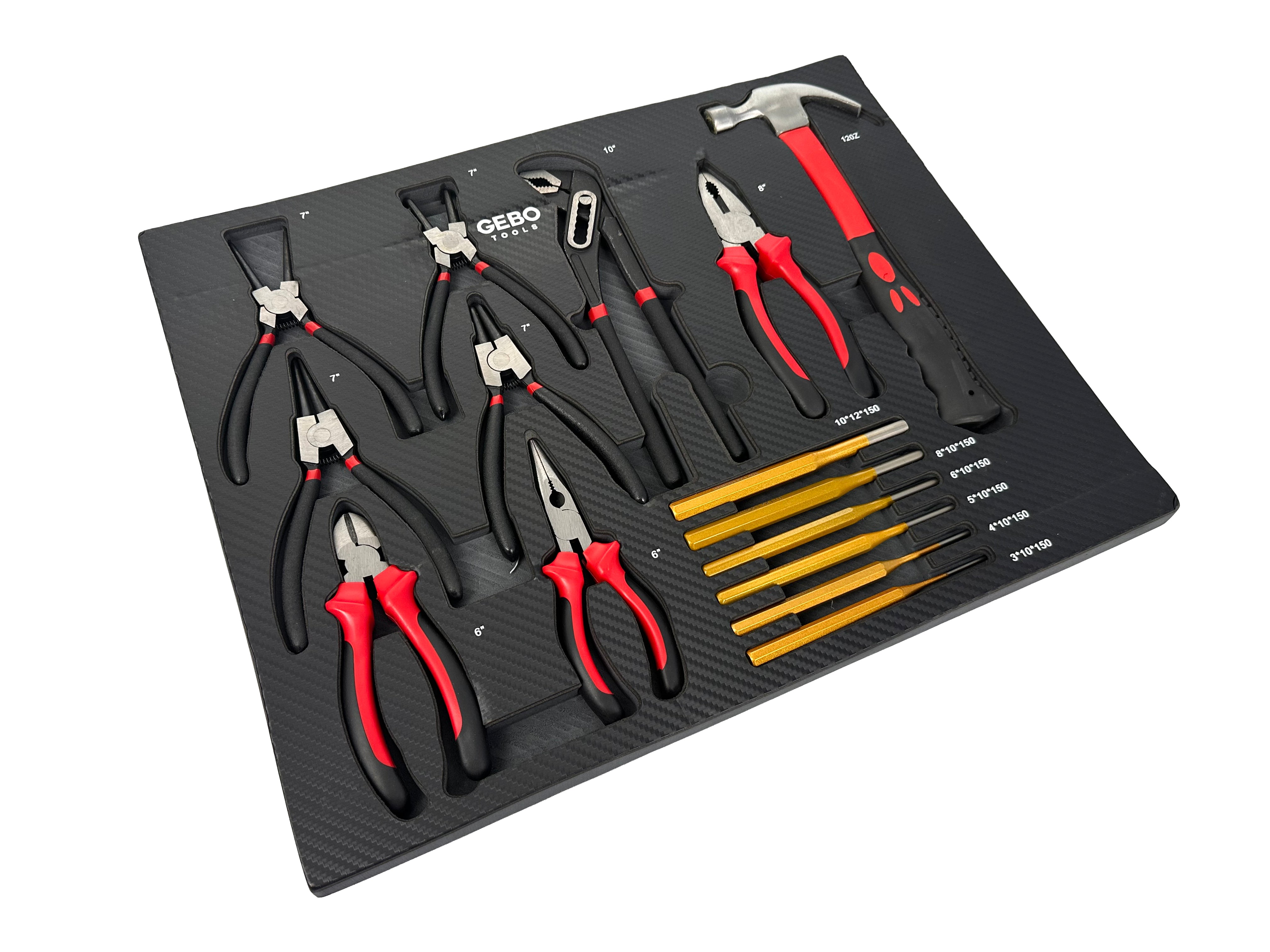 Szerszámos szekrény – szerszámos kocsi modul fogó és csapszegkiütő készlettel 16 db 54 x 39,5 x 3 cm GEBO TOOLS