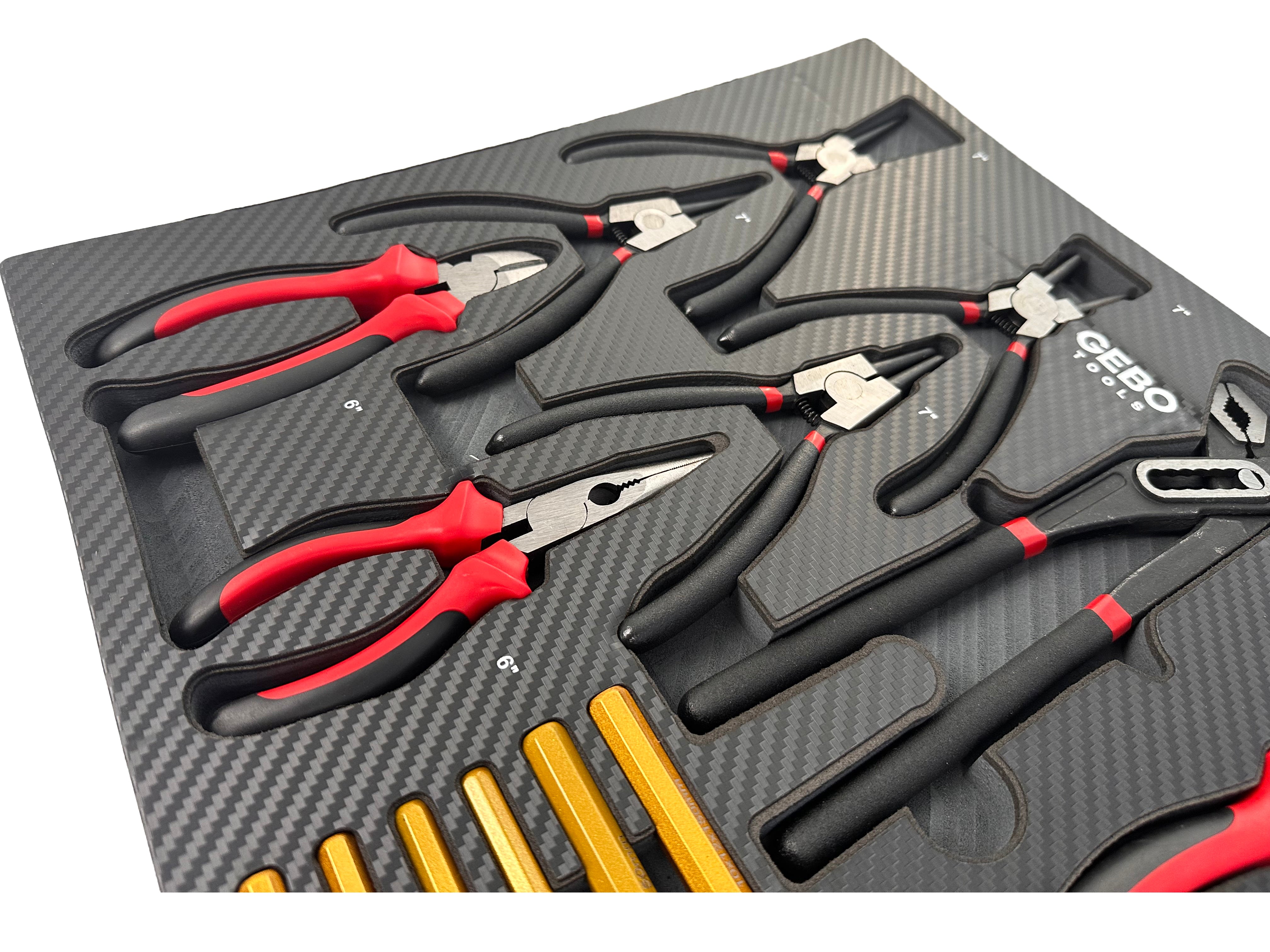 Szerszámos szekrény – szerszámos kocsi modul fogó és csapszegkiütő készlettel 16 db 54 x 39,5 x 3 cm GEBO TOOLS