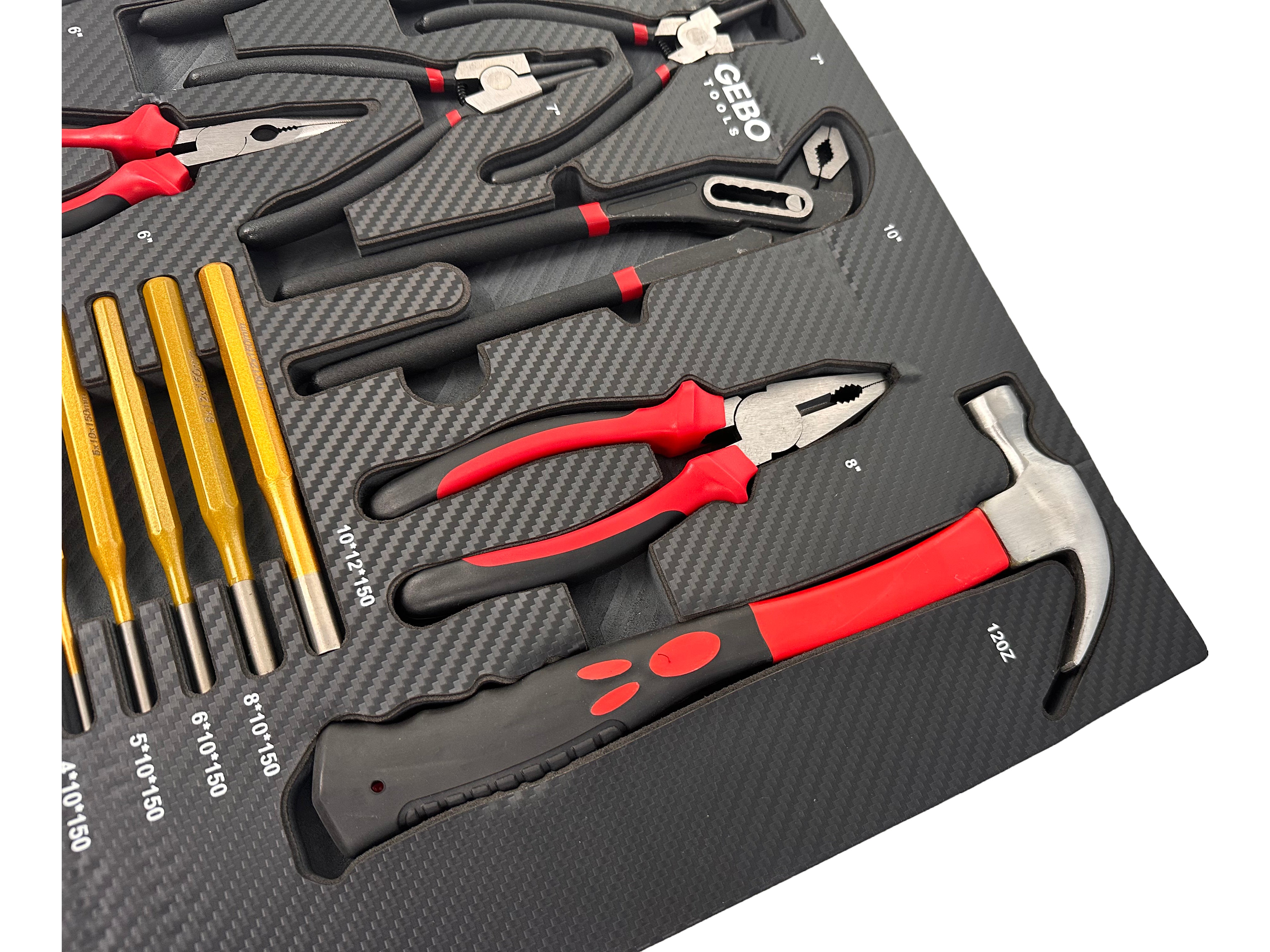 Szerszámos szekrény – szerszámos kocsi modul fogó és csapszegkiütő készlettel 16 db 54 x 39,5 x 3 cm GEBO TOOLS