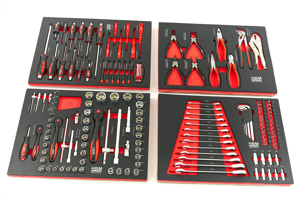 Szerszámos szekrény – szerszámos kocsi modul készlet 4 db 154 db – HBM MACHINES, hollandia – méretek: 39 x 54,5 cm