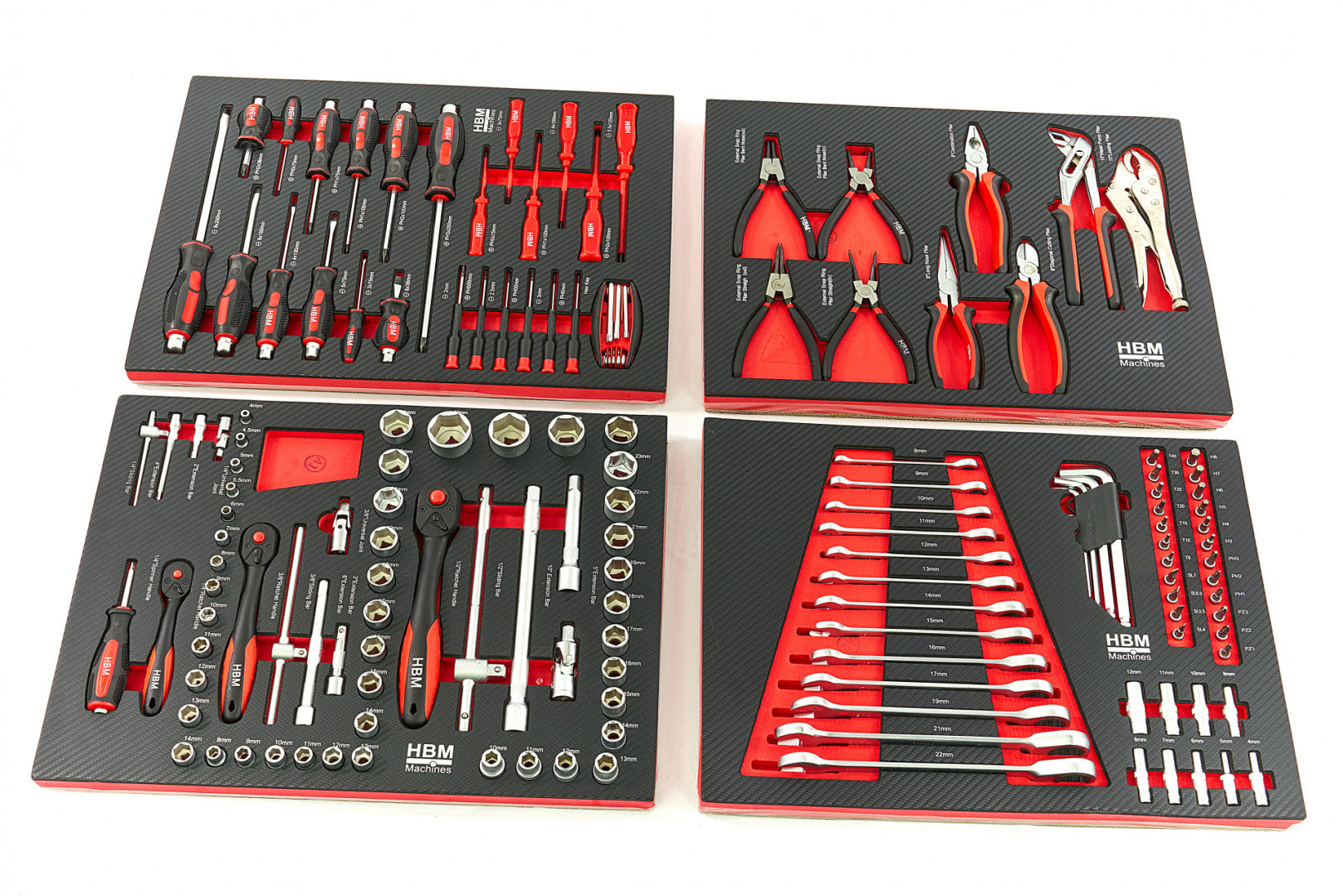 Szerszámos szekrény – szerszámos kocsi modul készlet 4 db 154 db – HBM MACHINES, hollandia – méretek: 39 x 54,5 cm